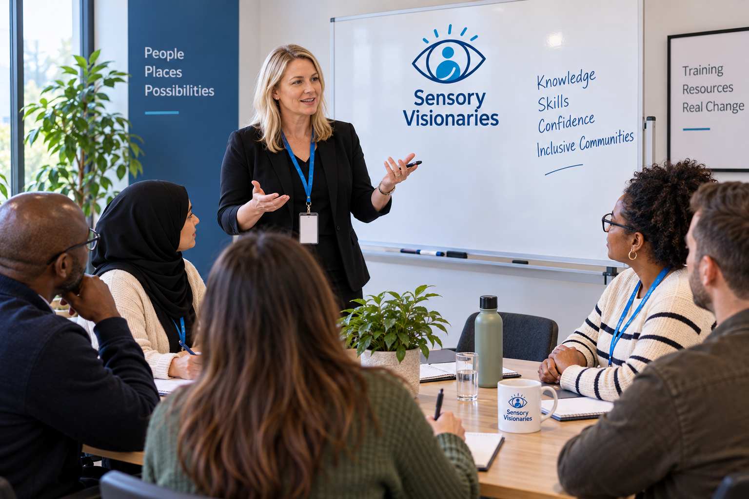 People learning practical sight-loss support together