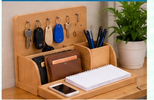 Organised hallway storage with keys, identification and everyday items kept in consistent places